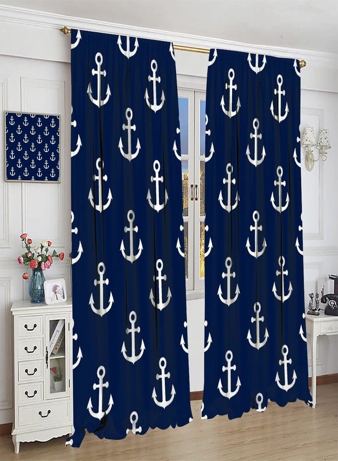 JADERYS Anchor Curtains Vintage Rustic Ocean Nautical Style Navy Blue White Bedroom Living Room Bathroom Blackout Rod Pocket Decoration Window Drapes 42x45in - Image 5